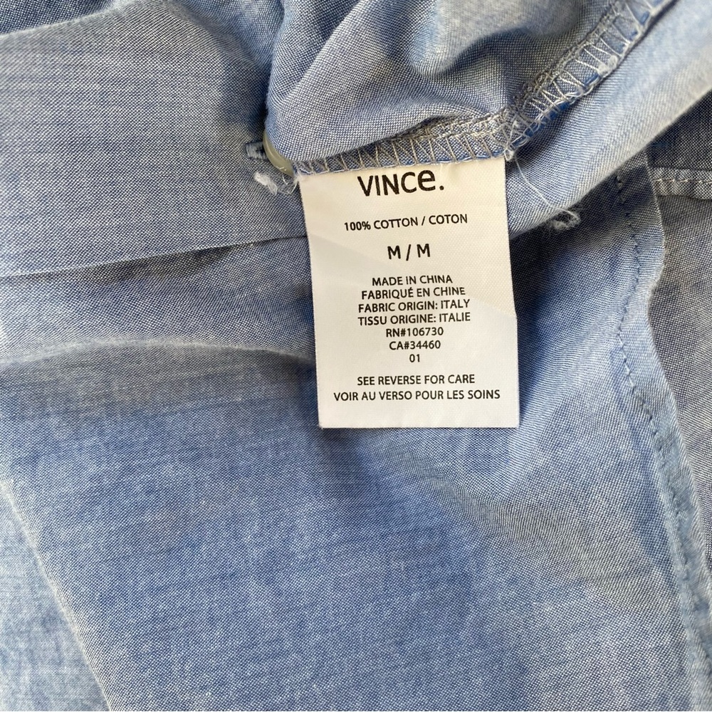 Vince Light Blue Button Down Shirt with Mandarin Collar - Picture 12 of 12